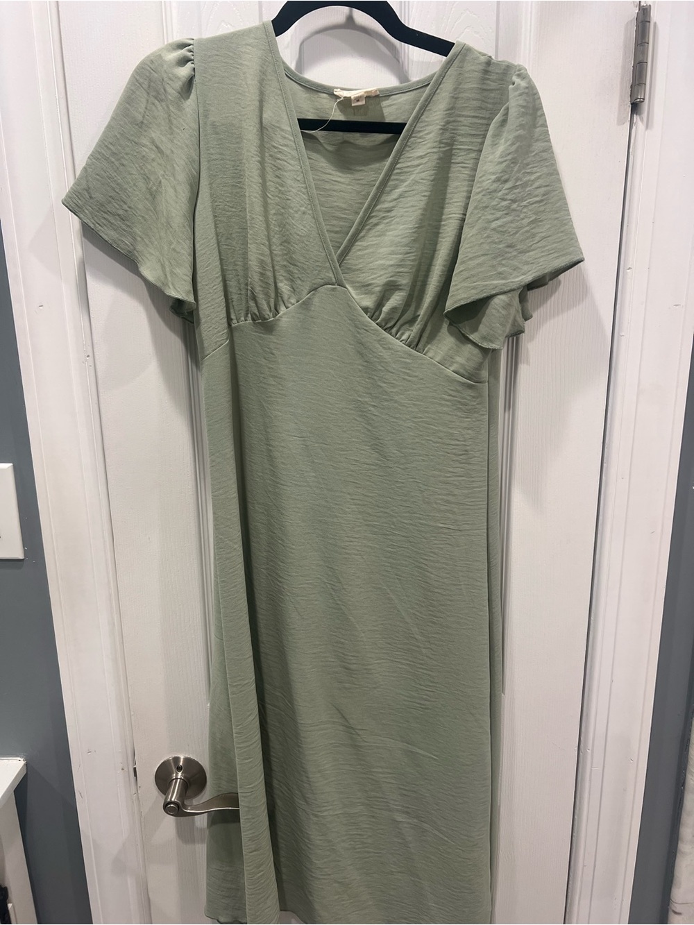 See You Monday Light Sage V-Neck Midi Dress